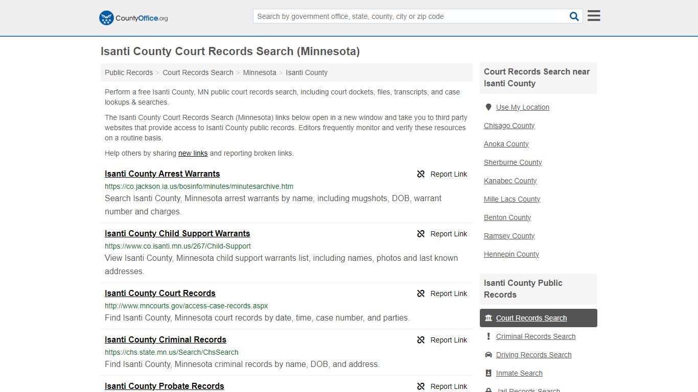 Isanti County Court Records Search (Minnesota) - County Office